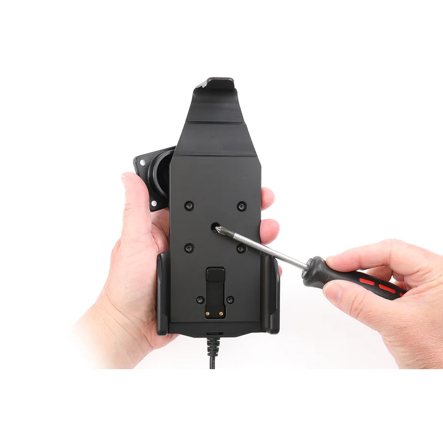 Bild 1 : 712442 : Brodit Halter Aktiv, 12/24V, für SONIM XP Pro Thermal, 3-Punkt Befestigung, Ladung über Pogo-Pins