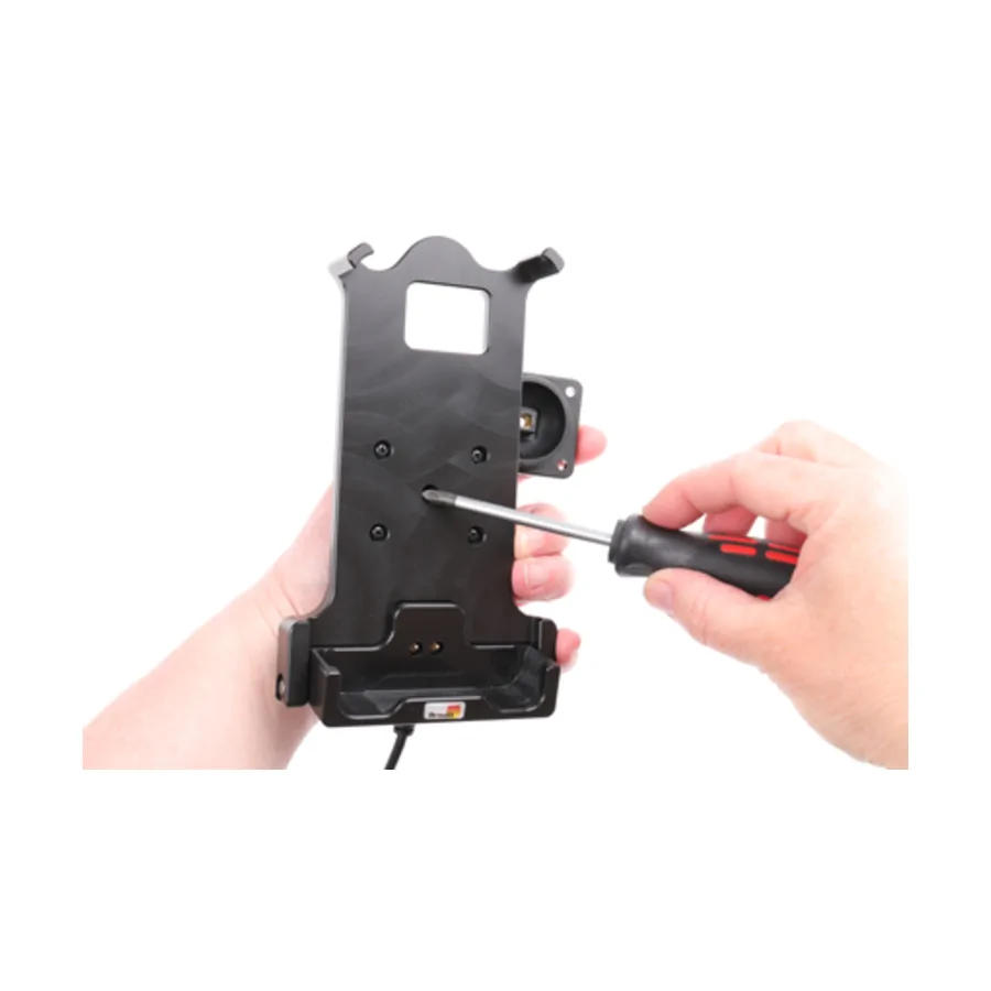 Bild 1 : 713111 : Brodit Halter Aktiv, mit Festanschluss, 12/24V, für SONIM XP8, 3-Punkt Befestigung, Ladung über Pogo-Pins