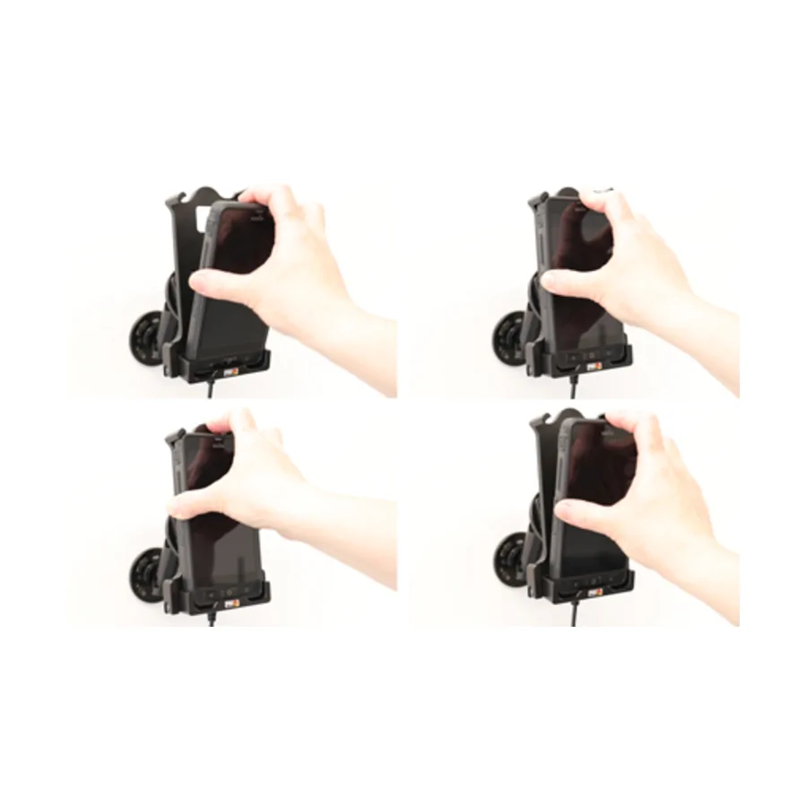 Bild 3 : 713111 : Brodit Halter Aktiv, mit Festanschluss, 12/24V, für SONIM XP8, 3-Punkt Befestigung, Ladung über Pogo-Pins