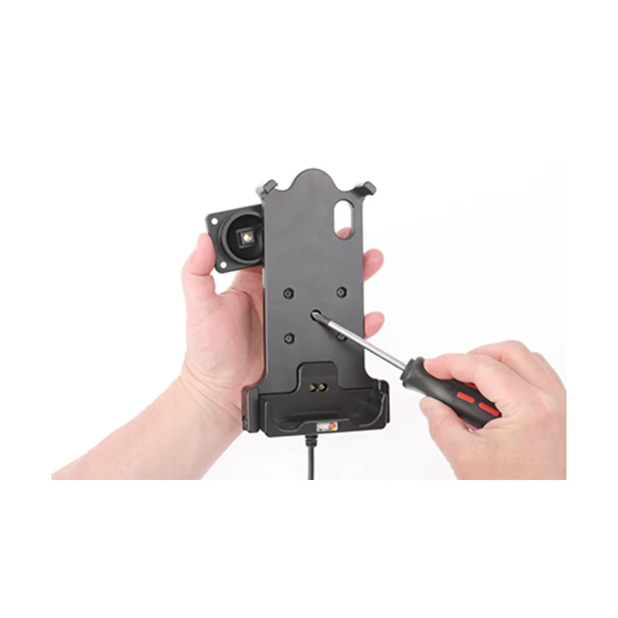 Bild 1 : 713304 : Brodit Halter Aktiv, mit Festanschluss, 12/24V, für CATERPILLAR S62, extra robust mit schonenden Ladestiften