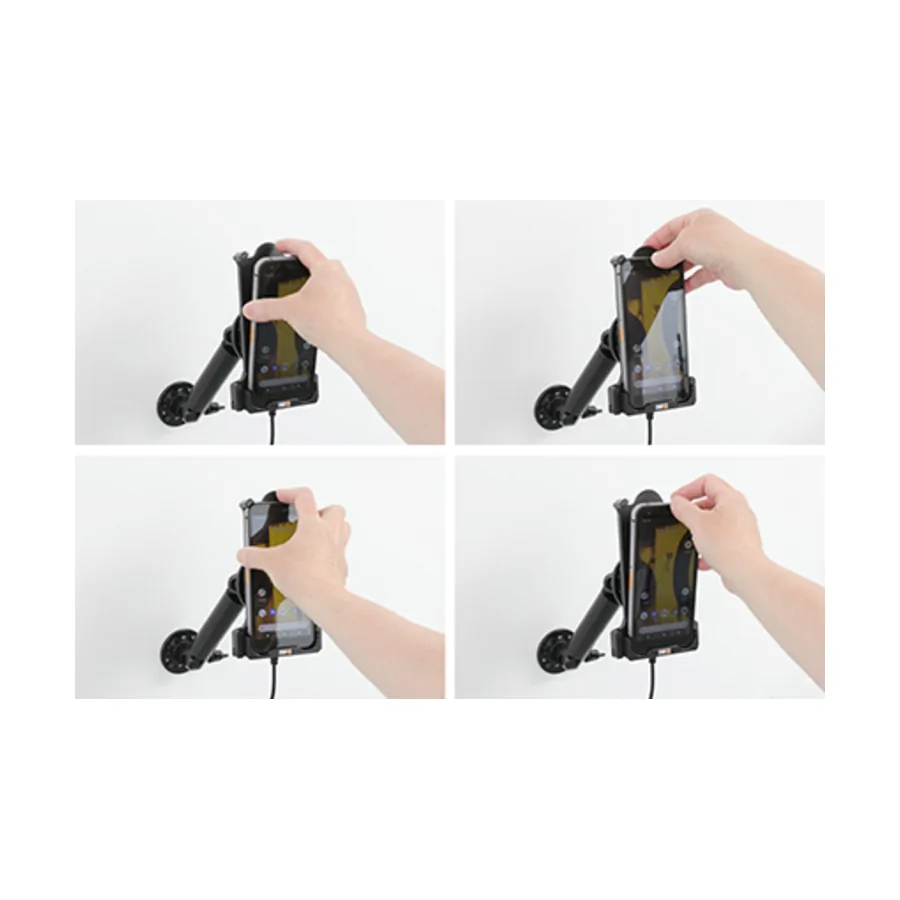 Bild 3 : 713304 : Brodit Halter Aktiv, mit Festanschluss, 12/24V, für CATERPILLAR S62, extra robust mit schonenden Ladestiften