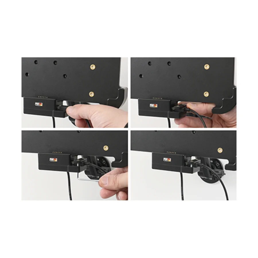 Bild 1 : 713392 : Brodit Halter Aktiv, mit Festanschluss, 12/24V, für HONEYWELL ScanPal EDA10A, für Geräte mit Rugged Hülle (EDA10A-RB-0), aber ohne Handschlaufe (EDA10A-HS-1PK), mit AMPS + VESA 75 + USB-A Host, schonende Ladung über Pogo Pins