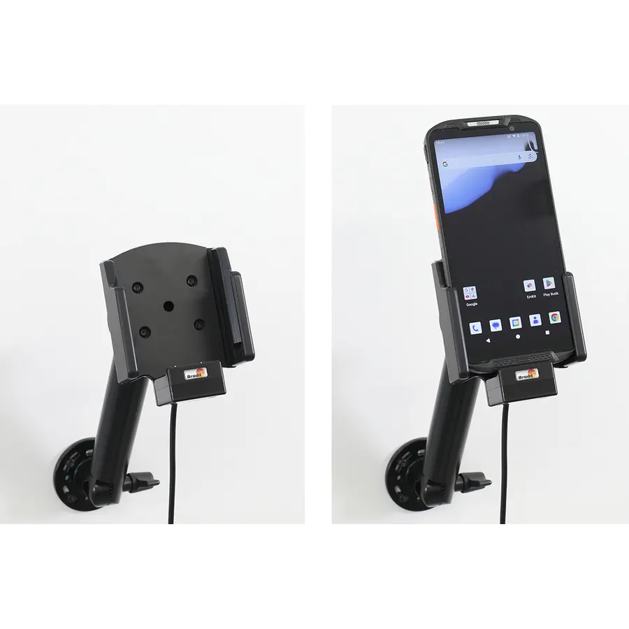 Bild 4 : 713428 : Brodit Halter Aktiv, mit Festanschluss, 12/24V, für POINT MOBILE PM95, Ladung über Pogo-Pins, nur für Geräte ohne Hülle