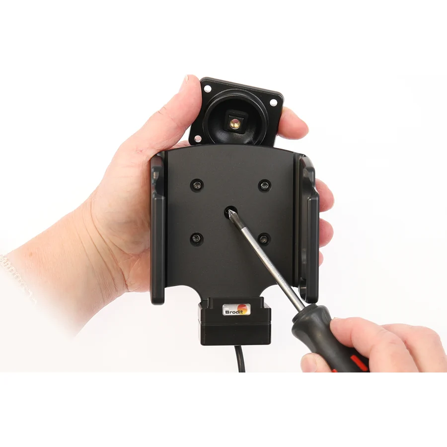 Bild 1 : 713430 : Brodit Halter Aktiv, mit Festanschluss, 12/24V, für DATALOGIC Memor 12-17, Ladung über Pogo-Pins, NUR für Geräte mit Original RUBBER BOOT