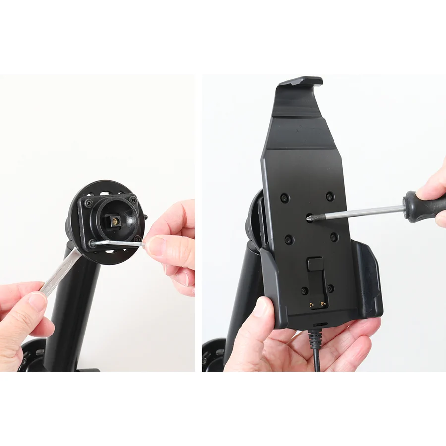 Bild 2 : 713442 : Brodit Halter Aktiv, mit Festanschluss, 12/24V, für SONIM XP Pro Thermal, 3-Punkt Befestigung, Ladung über Pogo-Pins