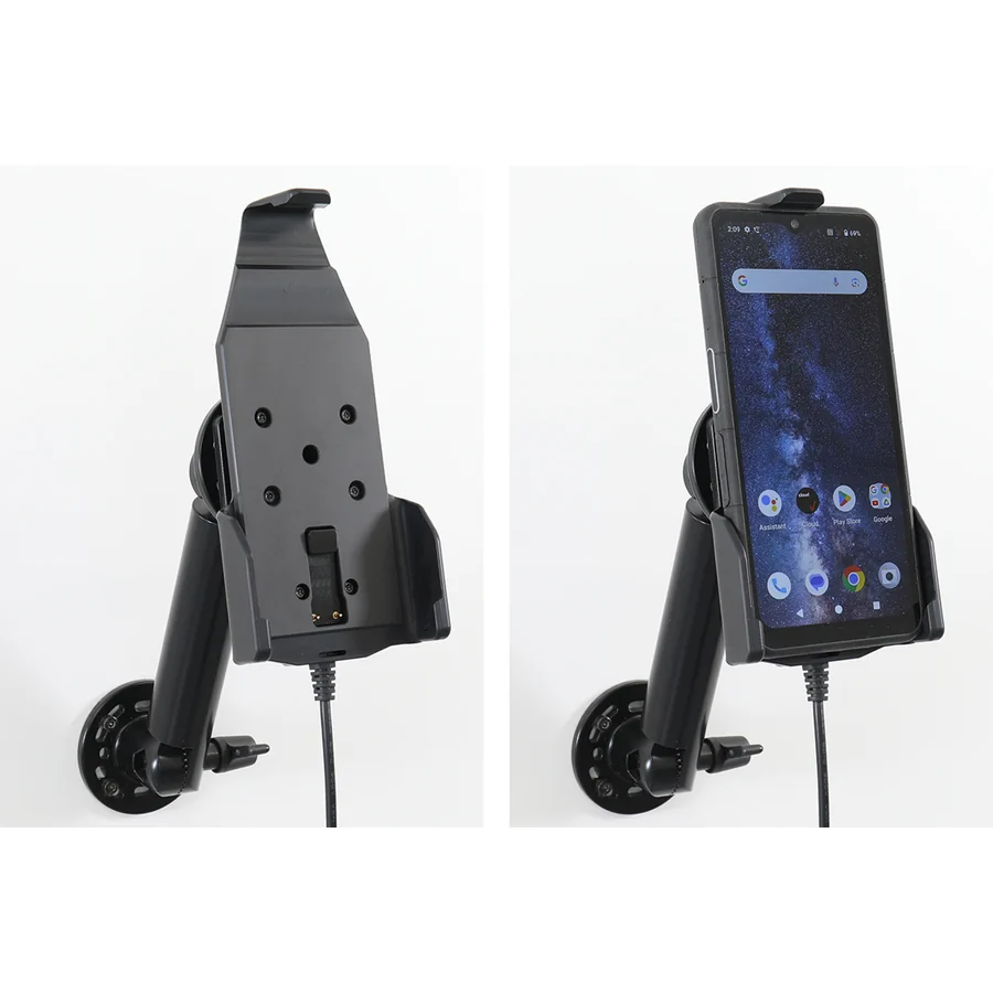 Bild 4 : 713442 : Brodit Halter Aktiv, mit Festanschluss, 12/24V, für SONIM XP Pro Thermal, 3-Punkt Befestigung, Ladung über Pogo-Pins