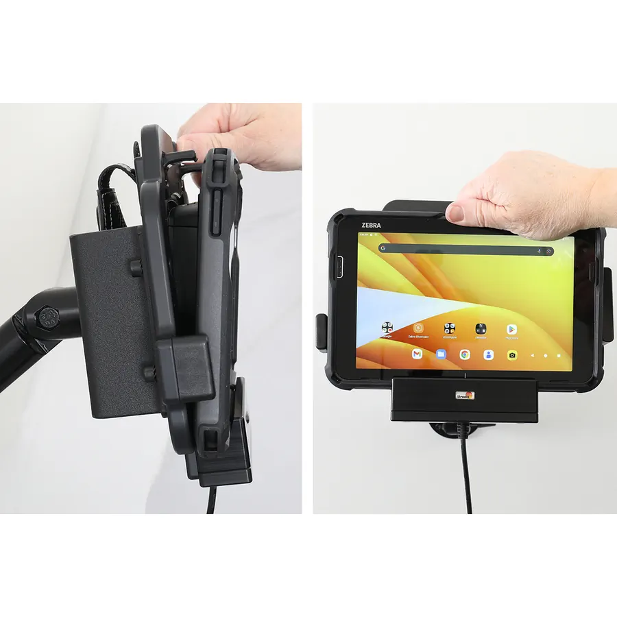 Bild 3 : 713464 : Brodit Halter Aktiv, mit Festanschluss, 12/24V, für ZEBRA ET401 8 Zoll, nur für Geräte MIT Exoskeleton / Rugged Boot, Ladung über Pogo-Pins