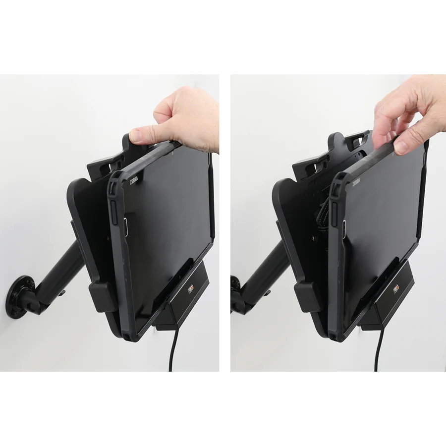 Bild 3 : 713465 : Brodit Halter Aktiv, mit Festanschluss, 12/24V, f�r ZEBRA ET401 10 Zoll, nur f�r Ger�te MIT Exoskeleton / Rugged Boot, Ladung �ber Pogo-Pins