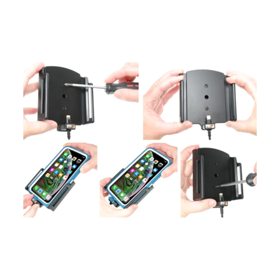 Bild 1 : 721084 : Brodit einstellbarer Halter (seitlich) Aktiv USB, 12/24V, für APPLE iPhone 11 Pro, inkl. USB-Ladegerät, für Schutzhüllen, max: Breite 80-94mm, Dicke: 9-13mm