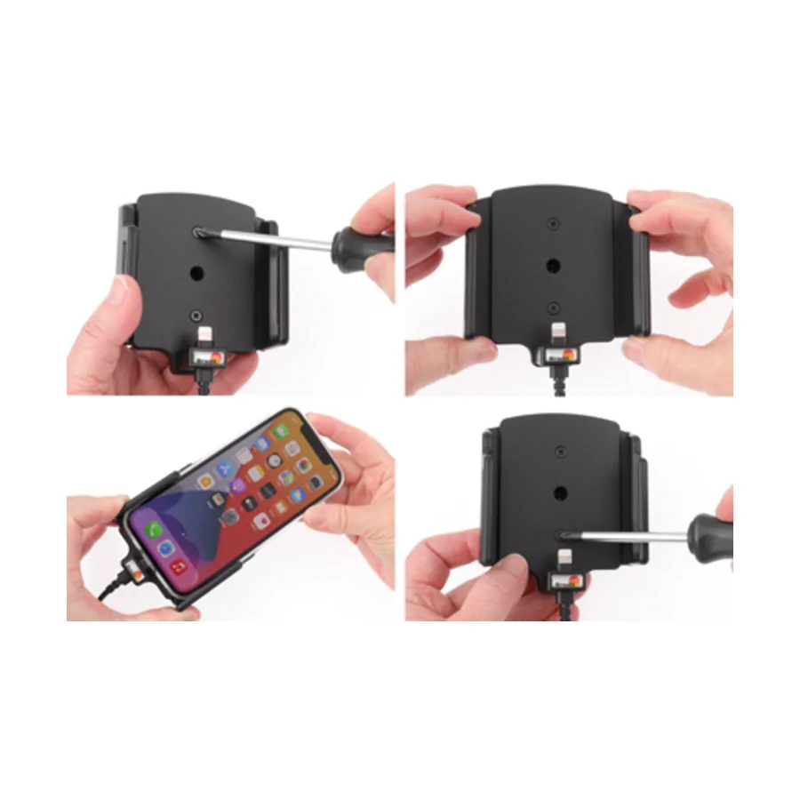 Bild 1 : 721239 : Brodit einstellbarer Halter (seitlich) Aktiv USB, 12/24V, f�r APPLE iPhone 13 Pro, inkl. USB-Ladeger�t, f�r Schutzh�llen, max: Breite 70-83mm, Dicke: 6-10mm