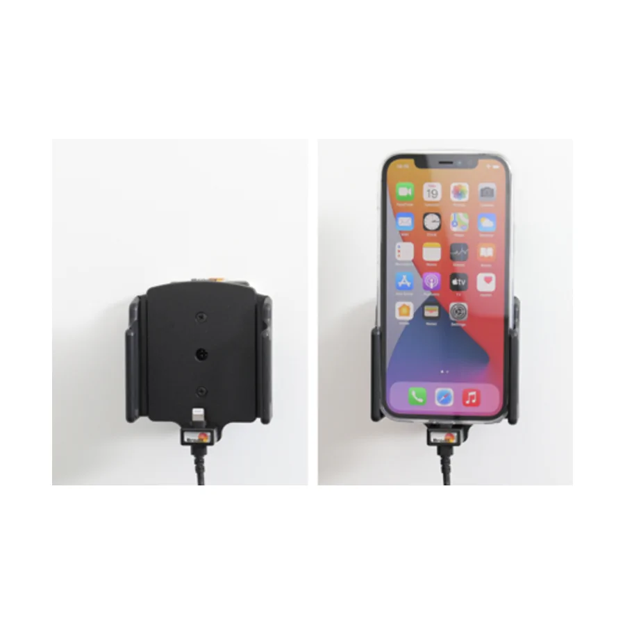 Bild 4 : 721239 : Brodit einstellbarer Halter (seitlich) Aktiv USB, 12/24V, f�r APPLE iPhone 13 Pro, inkl. USB-Ladeger�t, f�r Schutzh�llen, max: Breite 70-83mm, Dicke: 6-10mm