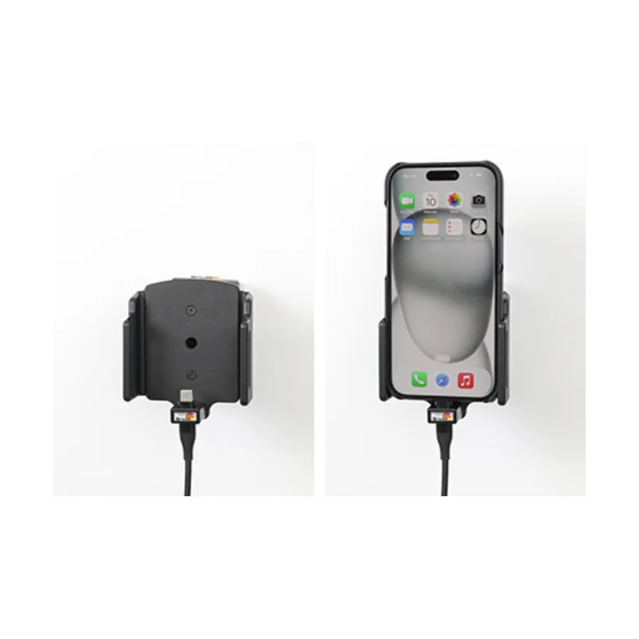 Bild 4 : 721370 : Brodit einstellbarer Halter (seitlich) Aktiv USB, 12/24V, f�r APPLE iPhone 15, inkl. USB-Ladeger�t, f�r Schutzh�llen, max: Breite 70-83mm, Dicke: 6-10mm