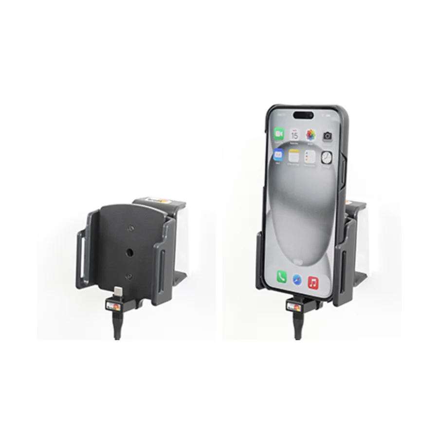 Bild 4 : 721371 : Brodit einstellbarer Halter (seitlich) Aktiv USB, 12/24V, f�r APPLE iPhone 15 Plus, inkl. USB-Ladeger�t, f�r Schutzh�llen, max: Breite 75-89mm, Dicke: 6-10mm