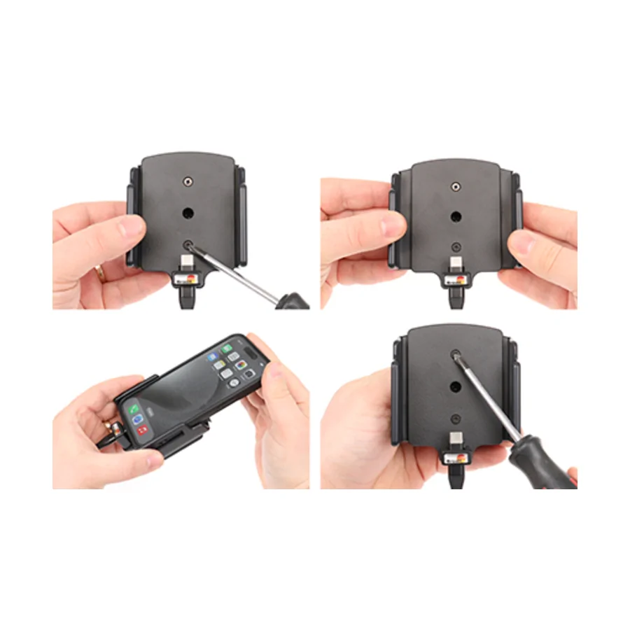 Bild 1 : 721376 : Brodit einstellbarer Halter (seitlich) Aktiv USB, 12/24V, f�r APPLE iPhone 15, inkl. USB-Ladeger�t, f�r dickere Schutzh�llen, max: Breite 70-83mm, Dicke: 8-12mm