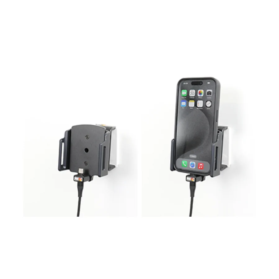 Bild 4 : 721376 : Brodit einstellbarer Halter (seitlich) Aktiv USB, 12/24V, f�r APPLE iPhone 15, inkl. USB-Ladeger�t, f�r dickere Schutzh�llen, max: Breite 70-83mm, Dicke: 8-12mm