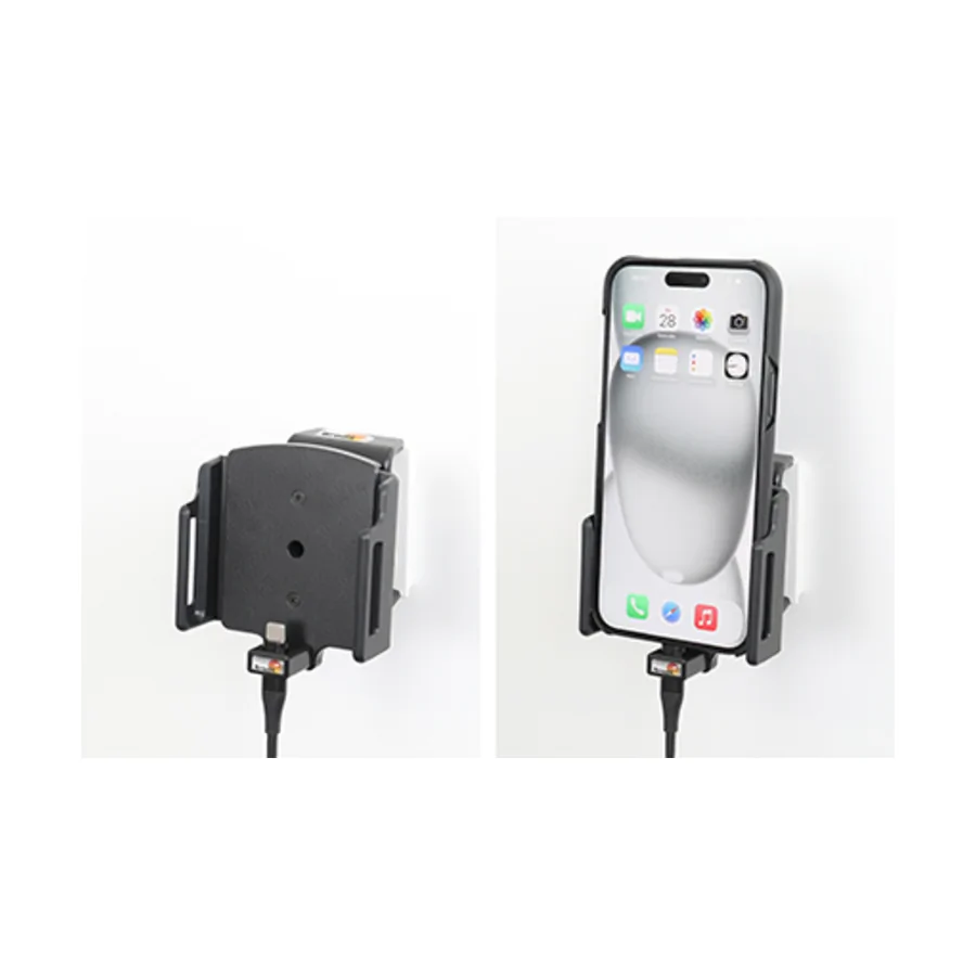 Bild 4 : 721377 : Brodit einstellbarer Halter (seitlich) Aktiv USB, 12/24V, f�r APPLE iPhone 15 Plus, inkl. USB-Ladeger�t, f�r dickere Schutzh�llen, max: Breite 75-89mm, Dicke: 8-12mm