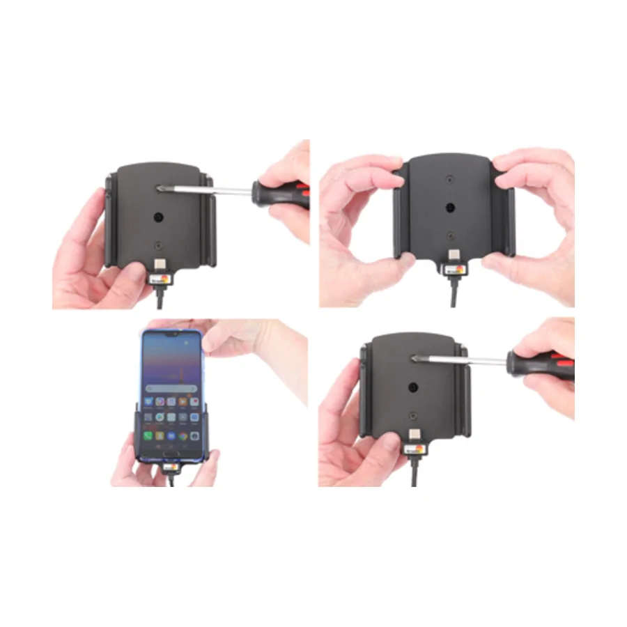 Bild 1 : 727203 : Brodit einstellbarer Halter (seitlich) Aktiv USB-C QC 3.0 mit Festanschluss, 12/24V, f�r HUAWEI Pura 80 Pro