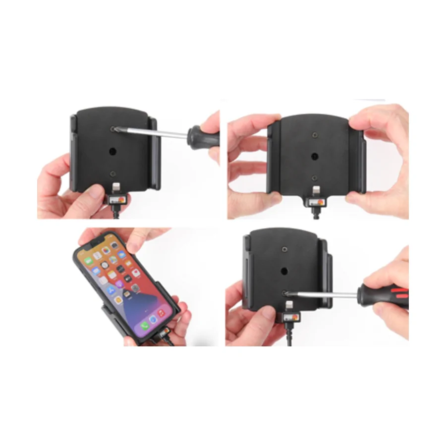 Bild 1 : 727237 : Brodit einstellbarer Halter (seitlich) Aktiv, mit Festanschluss, 12/24V, f�r APPLE iPhone 14 Pro Max, f�r Schutzh�llen mit max Breite: 75-89mm, Dicke: 6-10mm