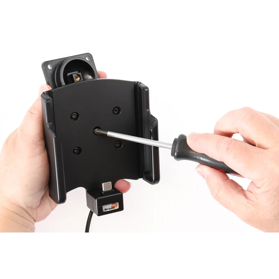 Bild 1 : 727445 : Brodit Halter Aktiv, mit Festanschluss, 12/24V, für SAMSUNG Galaxy XCover 7, Ladung über USB-C Anschluss, nur für Geräte mit Otterbox React Series Case (77-95436)