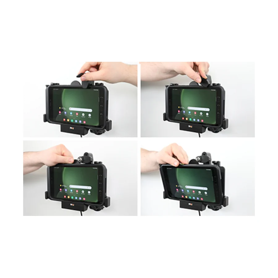 Bild 3 : 735386 : Brodit abschließbarer Halter Aktiv 12/24V, für SAMSUNG Galaxy Tab Active 3, Horizontal, passt für Geräte mit Original Hülle , Ladung über Pogo-Pins