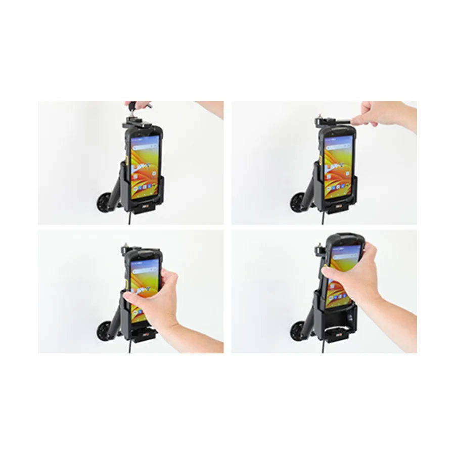 Bild 3 : 736310 : Brodit abschließbarer Halter Aktiv, mit Festanschluss, 12/24V, für ZEBRA TC78, Ladung über Pogo-Pins (für Geräte mit oder ohne Handschlaufe)