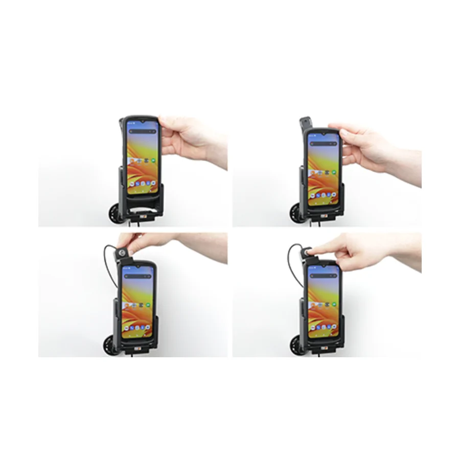 Bild 2 : 736355 : Brodit abschließbarer Halter Aktiv, mit Festanschluss, 12/24V, für ZEBRA TC15, Ladung über Pogo-Pins (nur für Geräte MIT Zebra original Rugged Boot!)