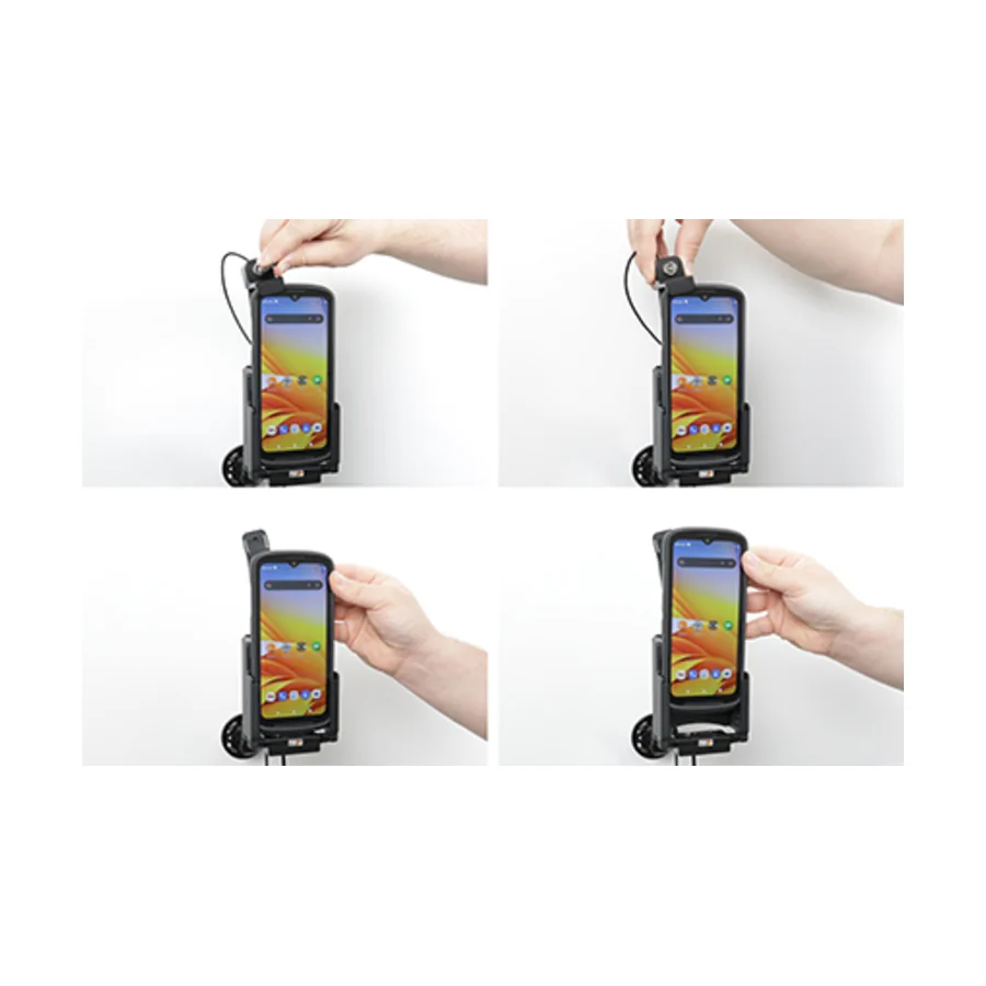 Bild 3 : 736355 : Brodit abschließbarer Halter Aktiv, mit Festanschluss, 12/24V, für ZEBRA TC15, Ladung über Pogo-Pins (nur für Geräte MIT Zebra original Rugged Boot!)