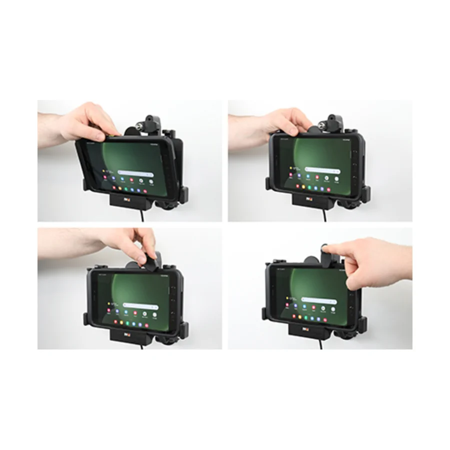 Bild 2 : 736386 : Brodit abschließbarer Halter Aktiv, mit Festanschluss, 12/24V, für SAMSUNG Galaxy Tab Active 3, Horizontal, passt für Geräte mit Original Hülle , Ladung über Pogo-Pins