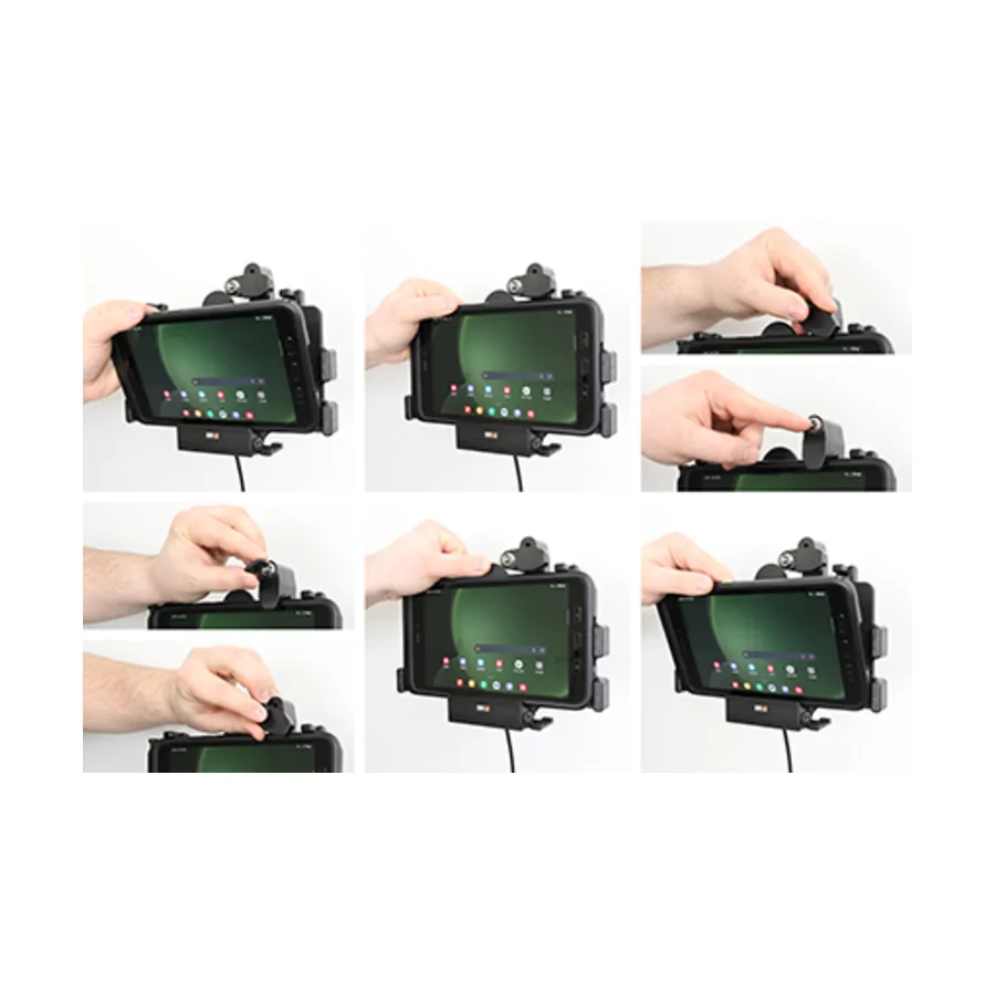 Bild 3 : 736387 : Brodit abschlie�barer Halter Aktiv mit Festanschluss + USB-A HOST, 12/24V, f�r SAMSUNG Galaxy Tab Active 3, Horizontal, passt f�r Ger�te mit Original H�lle , Ladung �ber Pogo-Pins