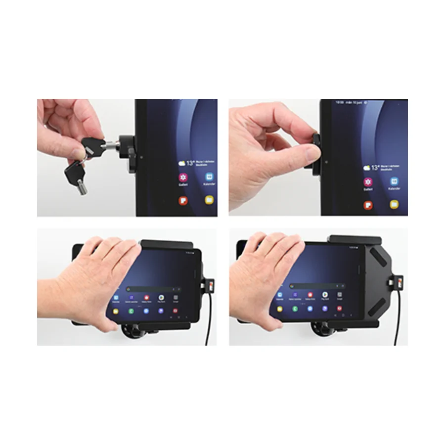 Bild 3 : 736399 : Brodit abschließbarer Halter Aktiv, mit Festanschluss, 12/24V, für SAMSUNG Galaxy Tab A9