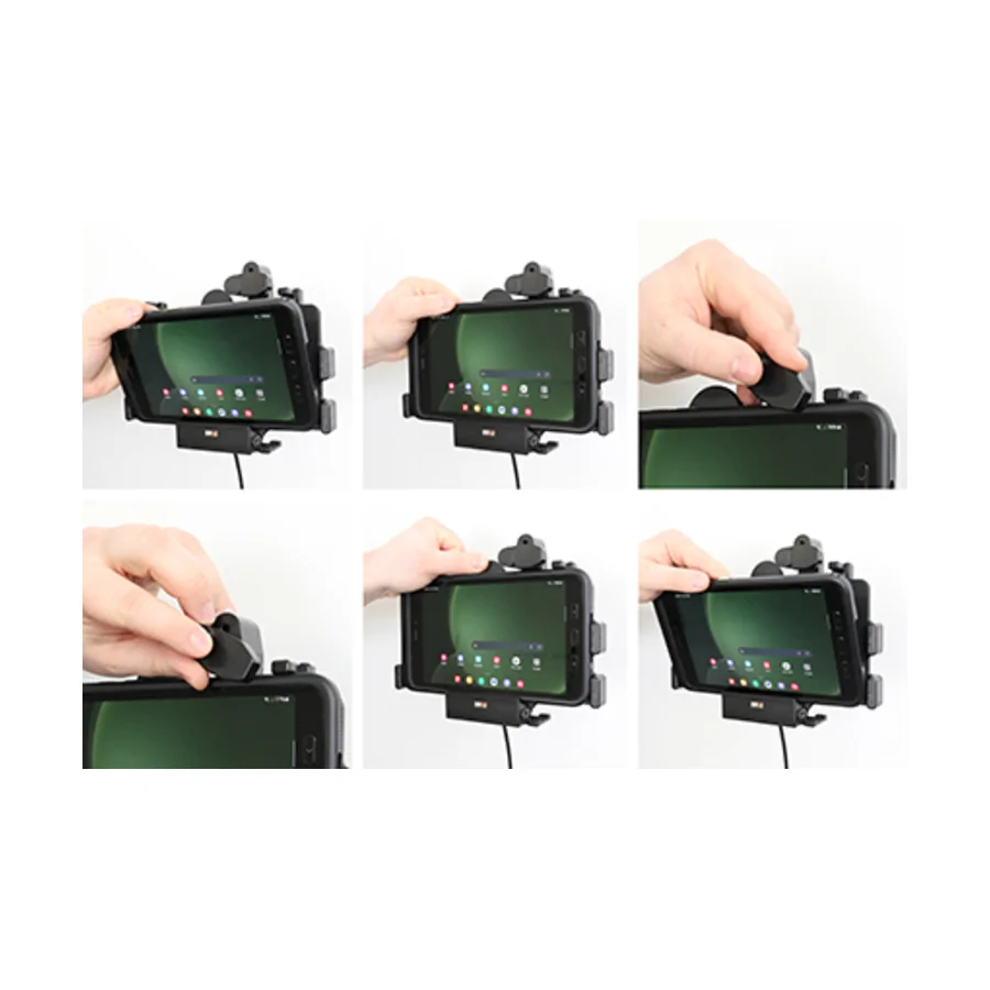 Bild 3 : 746390 : Brodit Halter mit Verriegelung, Aktiv + USB-C HOST, 12/24V, für SAMSUNG Galaxy Tab Active 3, Horizontal, passt für Geräte mit Original Hülle