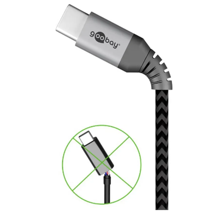Goobay Daten- / Ladekabel USB-C auf USB-C f�r APPLE iPhone 17, 0.5m, Textilummantelung, Abbildung 1