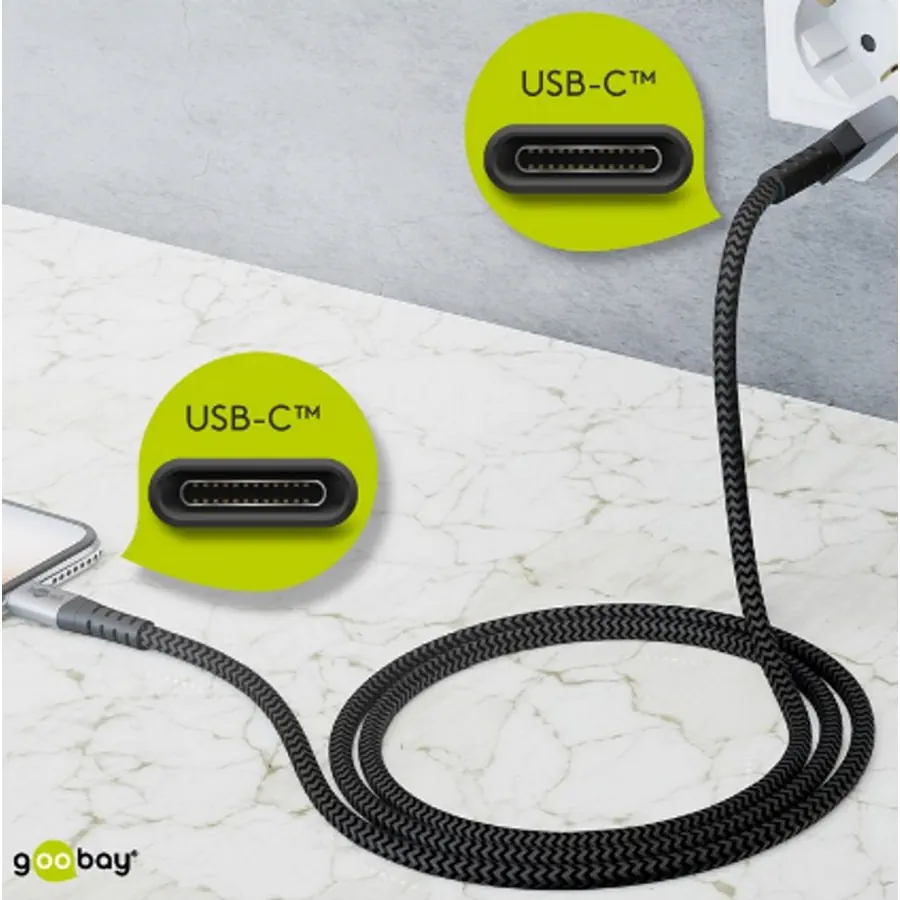 Goobay Daten- / Ladekabel USB-C auf USB-C f�r APPLE iPhone 17, 0.5m, Textilummantelung, Abbildung 3