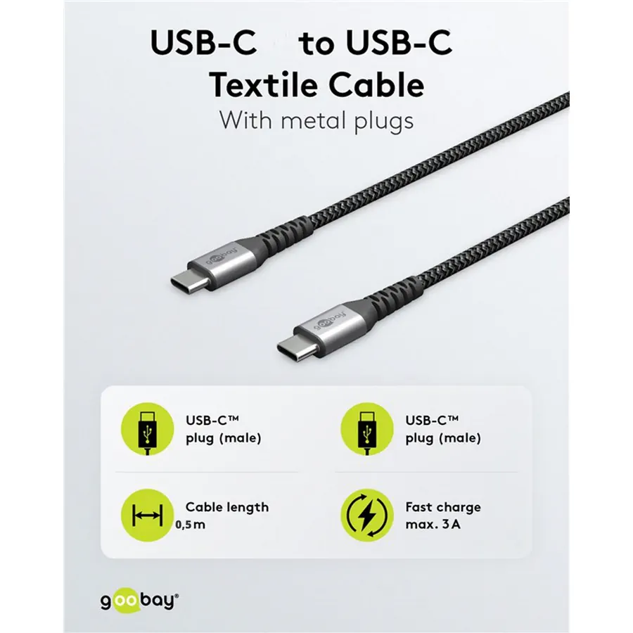 Goobay Daten- / Ladekabel USB-C auf USB-C f�r APPLE iPhone 17, 0.5m, Textilummantelung, Abbildung 4