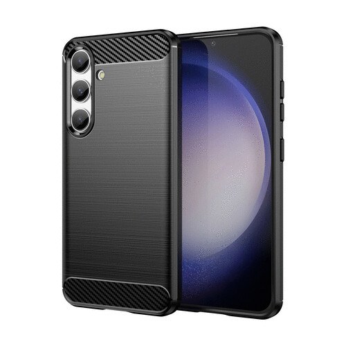 TPU Carbon Case Hülle, Black für SAMSUNG Galaxy S24 Ultra 5G, edle,  schlanke Schutzhülle im coolen Metall-Look